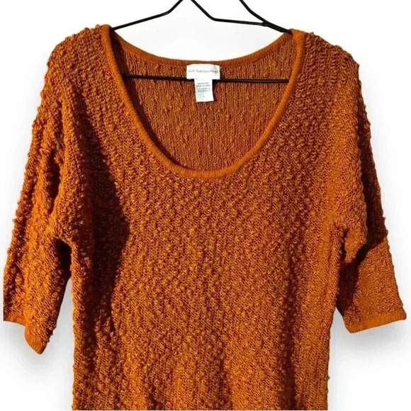 Soft Surroundings Burnt Orange 3/4 Sleeve Relaxed Fit Long Sweater or Minidress - Picture 7 of 14